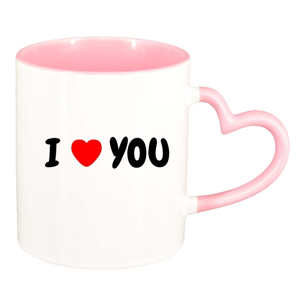 Cana Love, interior roz, maner inima, 330ml, D392