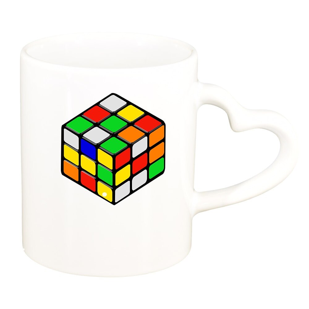 Cana Cube, alb, maner inima, 330ml, D386