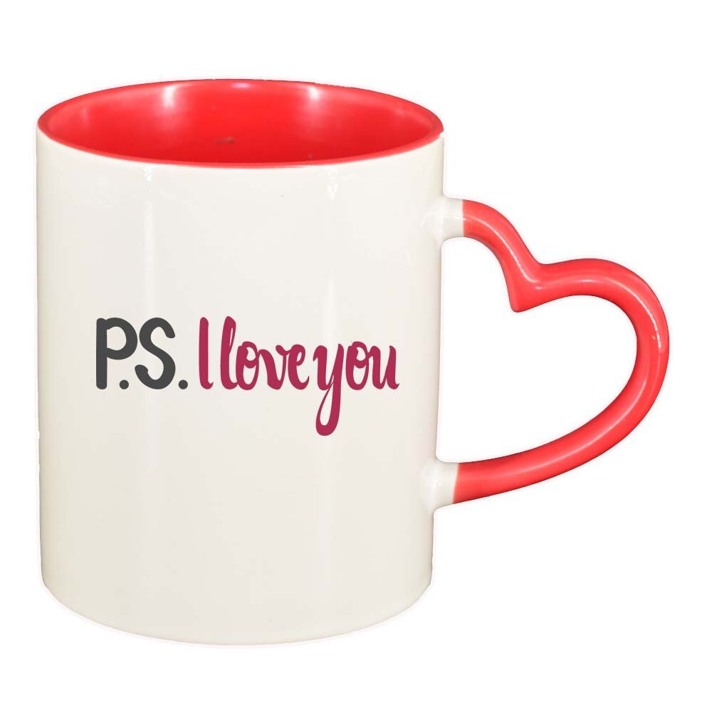 Cana Love, interior rosu, maner inima, 330ml, D391