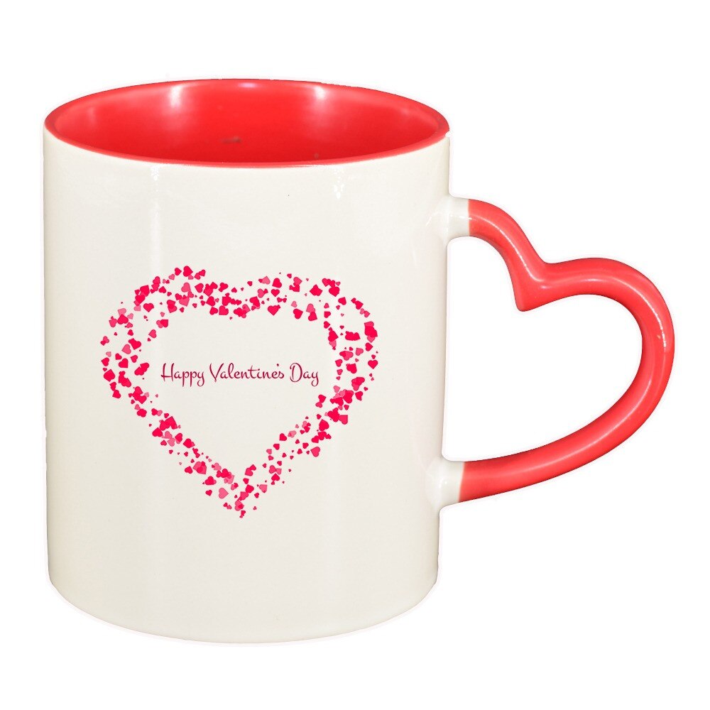 Cana Love, interior rosu, maner inima, 330ml, D401