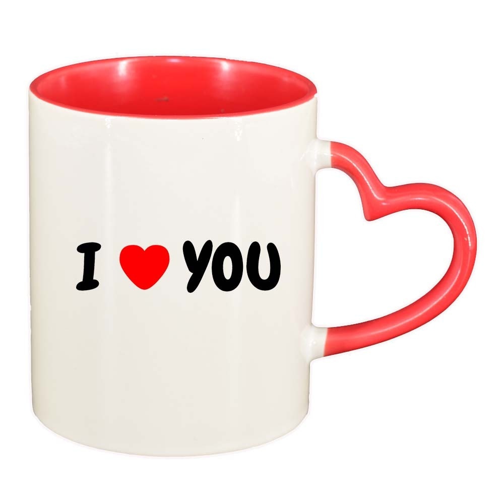 Cana Love, interior rosu, maner inima, 330ml, D392