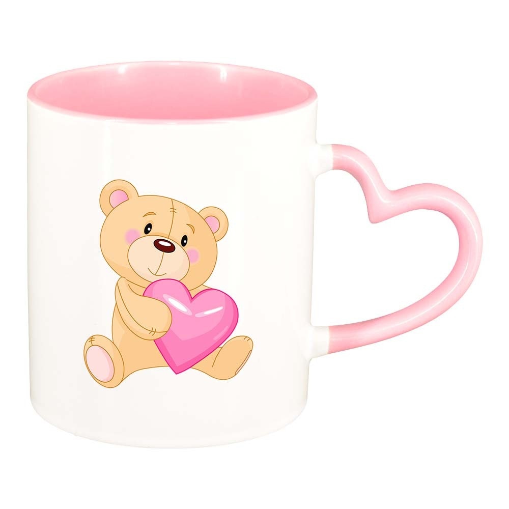 Cana Love, interior roz, maner inima, 330ml, D404