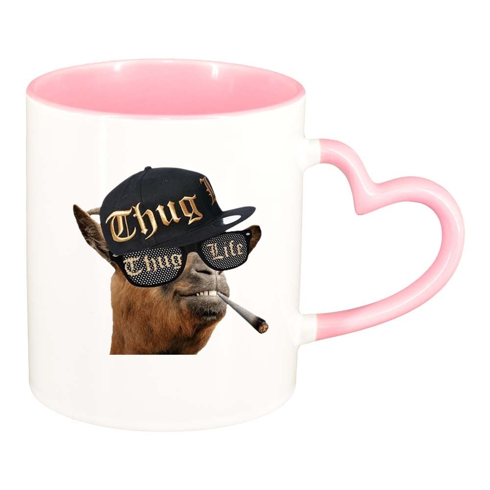 Cana Thug Life, interior roz, maner inima, 330ml, D395