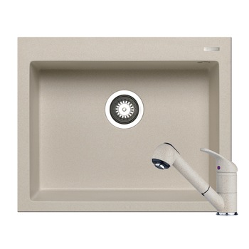 Set chiuveta Pyramis Istros + baterie Festivo, 1 cuva, 610x500mm, adancime cuva 200mm, cap extractabil si dus, finisaj Pyragranite beige Set chiuveta Pyramis Istros + baterie Festivo, 1 cuva, 610x500mm, adancime cuva 200mm, cap extractabil si dus, finisaj Pyragranite beige