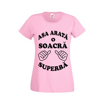 Tricou personalizat Fruit of the loom Asa arata o soacra superba 2XL roz Tricou personalizat Fruit of the loom Asa arata o soacra superba 2XL roz