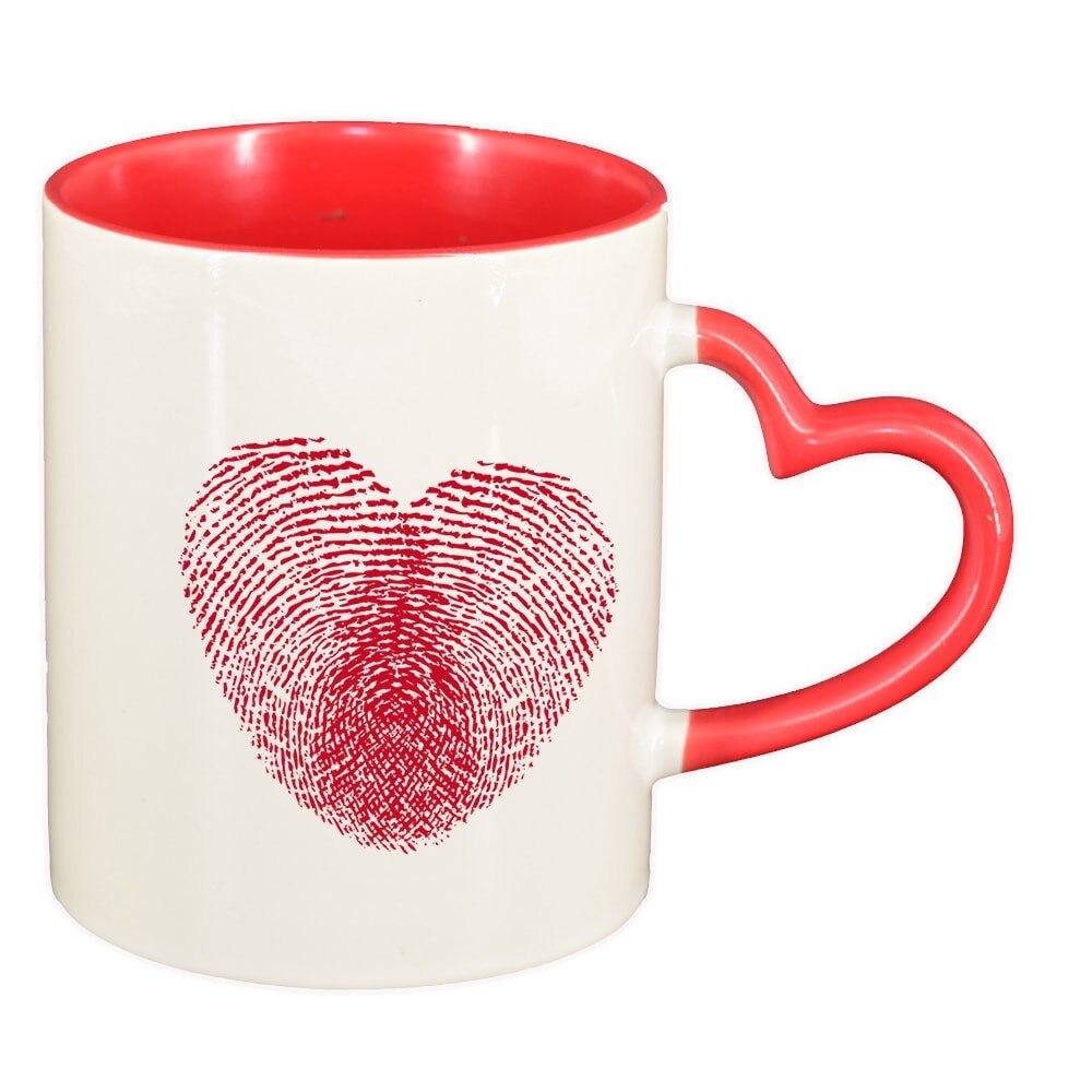 Cana Love, interior rosu, maner inima, 330ml, D403