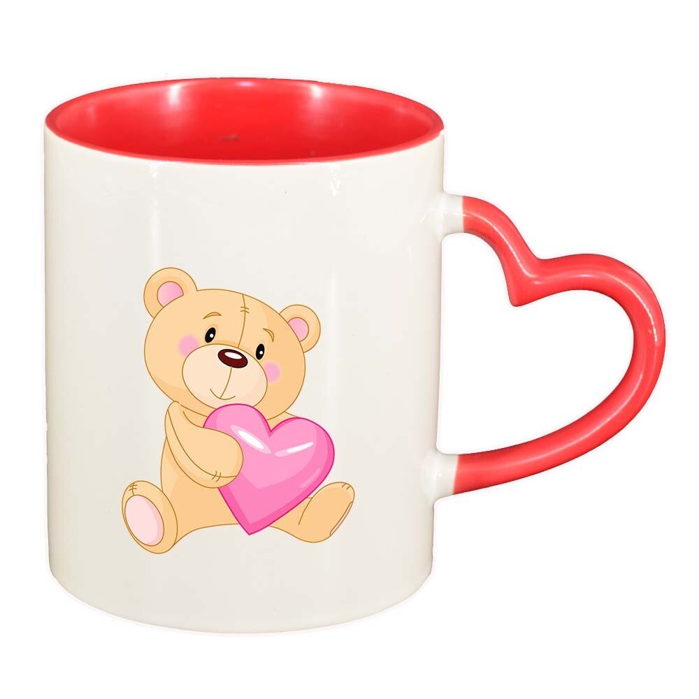 Cana Love, interior rosu, maner inima, 330ml, D404