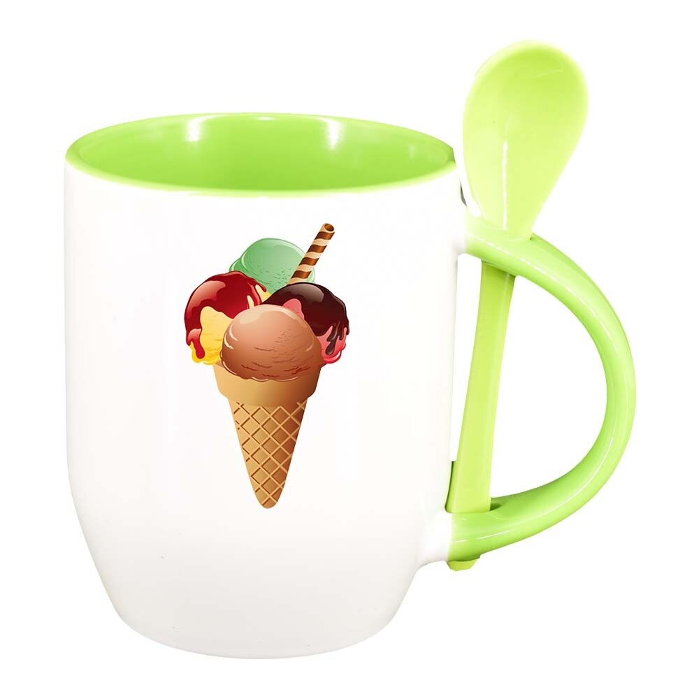 Cana Lollypop cu lingurita, interior verde deschis, 330ml, D408