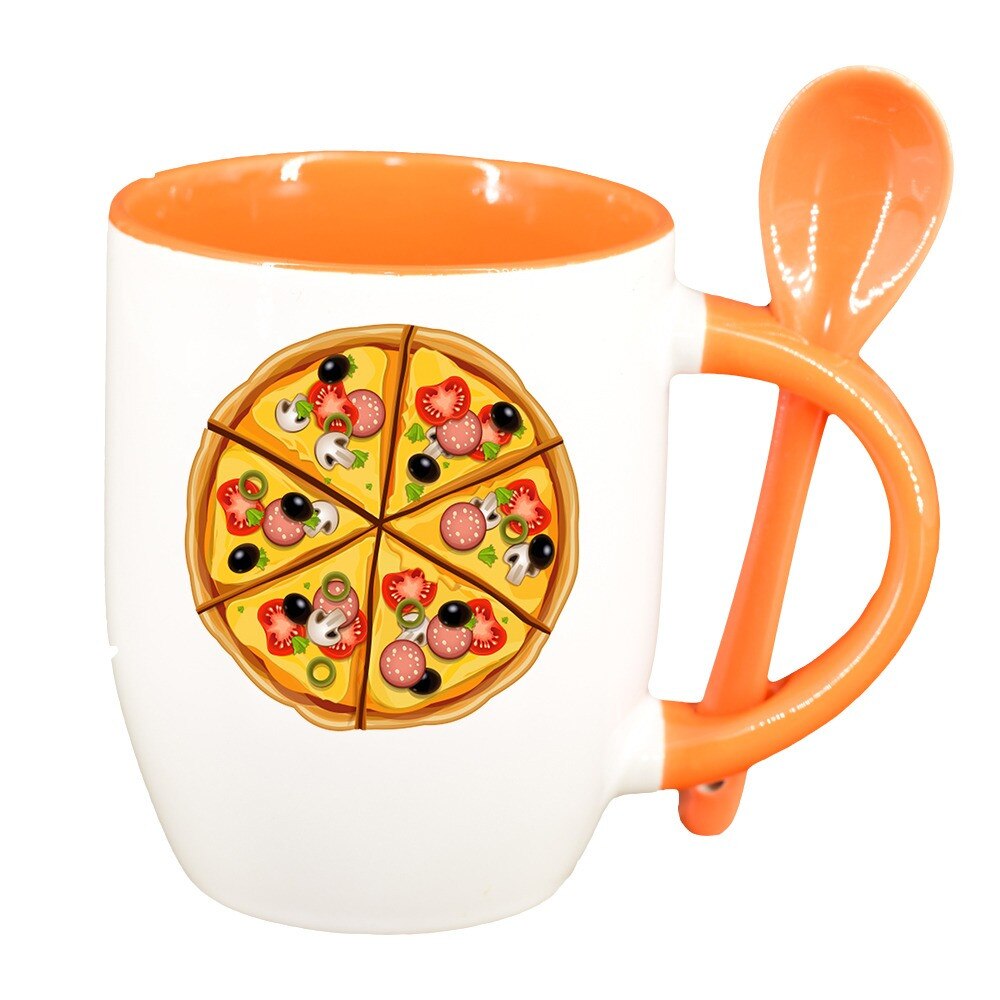 Cana Pizza cu lingurita, interior portocaliu, 330ml, D410