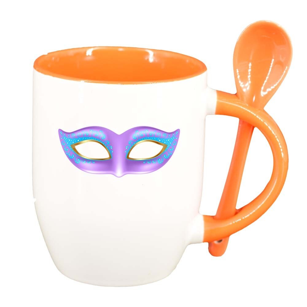 Cana Carnival cu lingurita, interior portocaliu, 330ml, D405