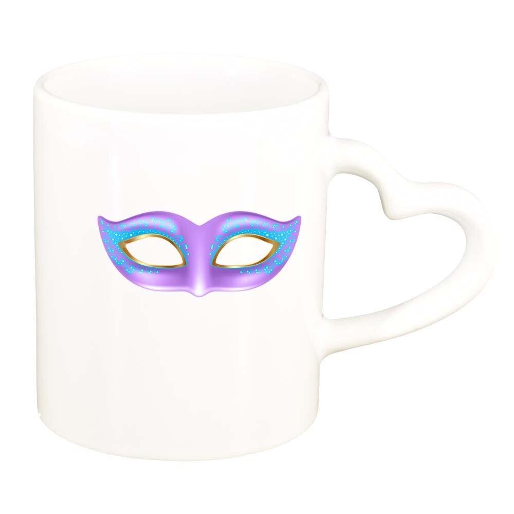 Cana Carnival, alb, maner inima, 330ml, D405