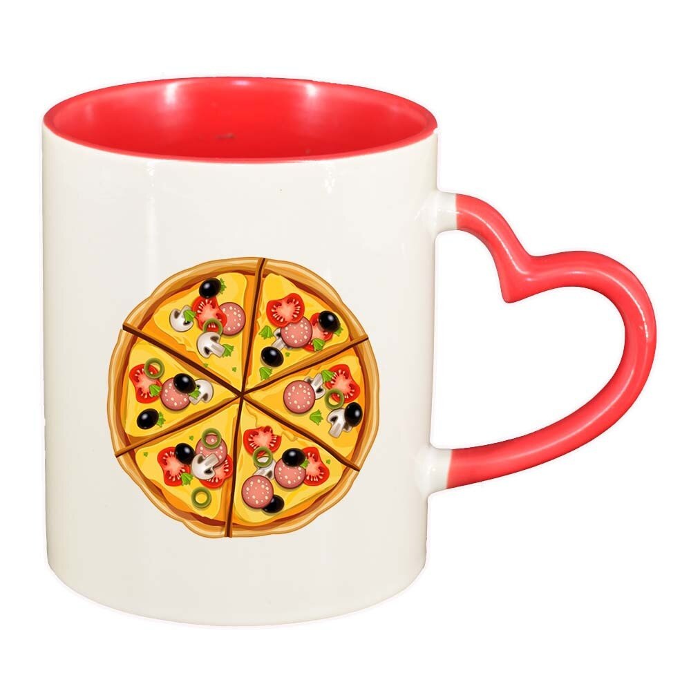 Cana Pizza, interior rosu, maner inima, 330ml, D410