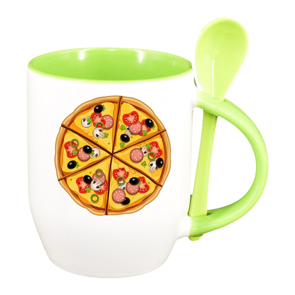 Cana Pizza cu lingurita, interior verde deschis, 330ml, D410