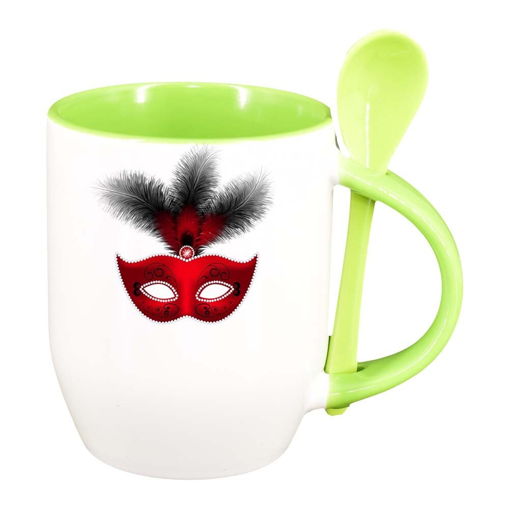 Cana Carnival cu lingurita, interior verde deschis, 330ml, D406