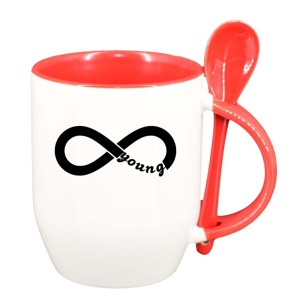 Cana Young cu lingurita, interior rosu, 330ml, D407