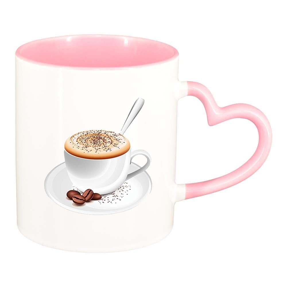 Cana Coffee, interior roz, maner inima, 330ml, D411