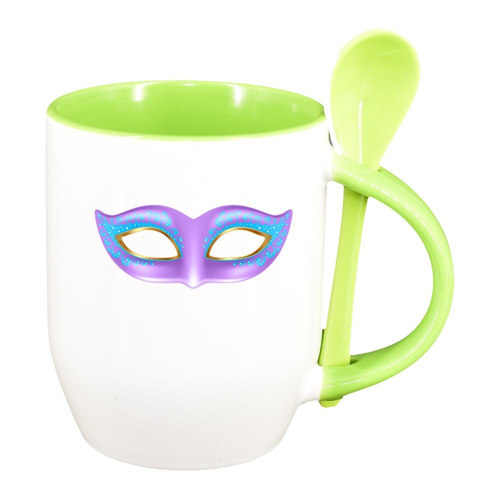 Cana Carnival cu lingurita, interior verde deschis, 330ml, D405