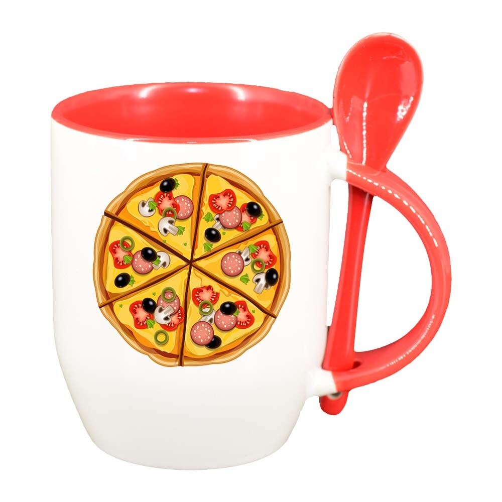 Cana Pizza cu lingurita, interior rosu, 330ml, D410