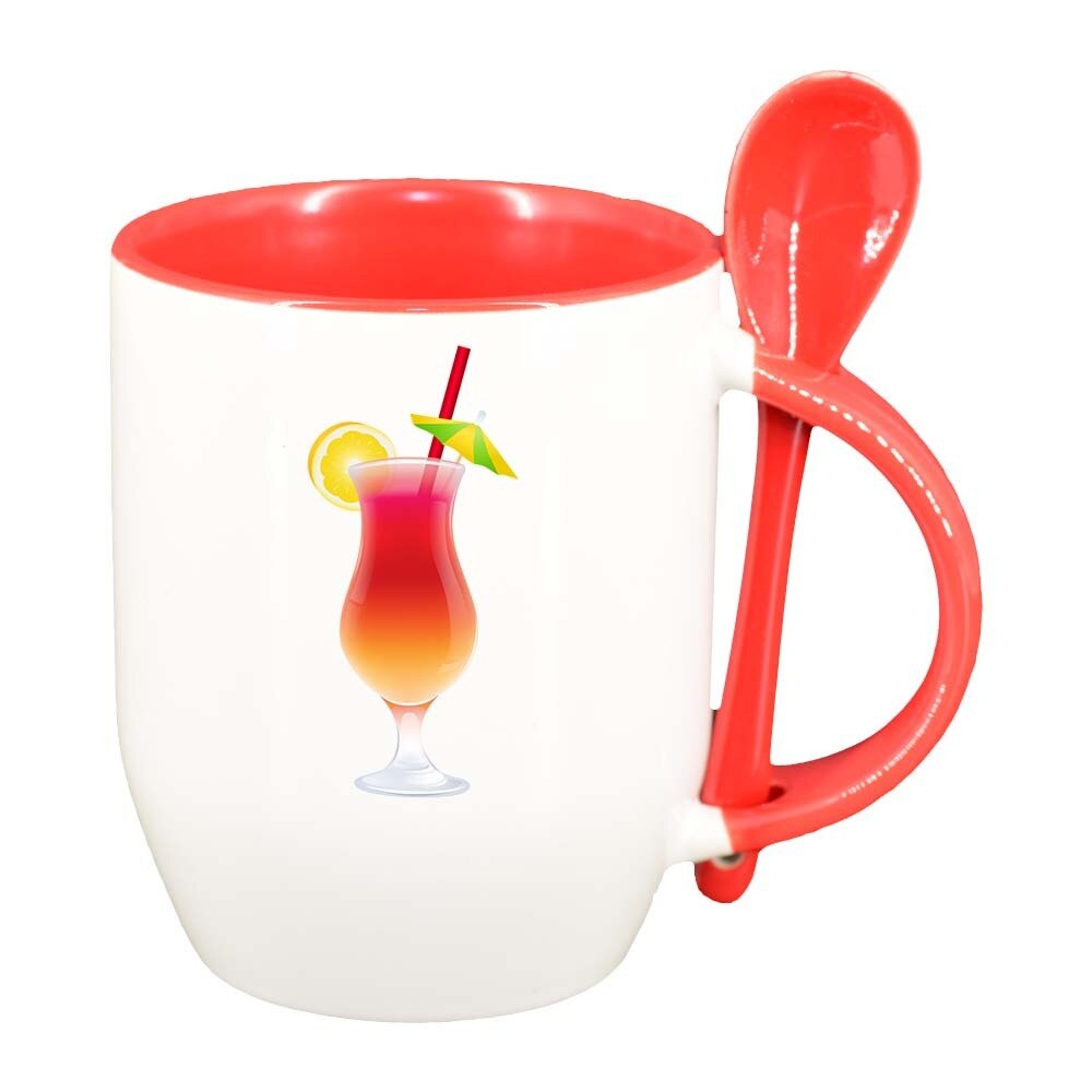 Cana Cocktail cu lingurita, interior rosu, 330ml, D414