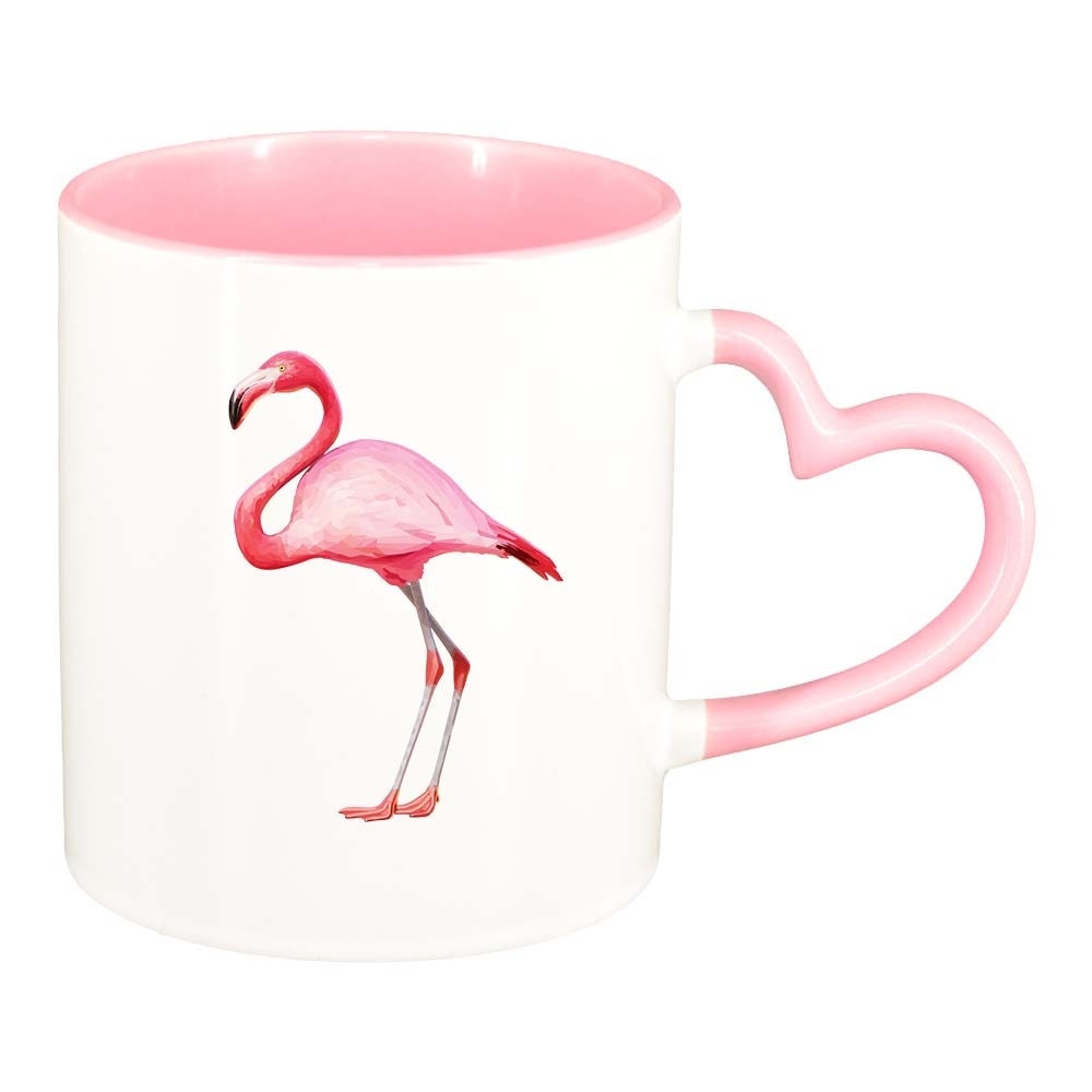 Cana Pelican, interior roz, maner inima, 330ml, D418