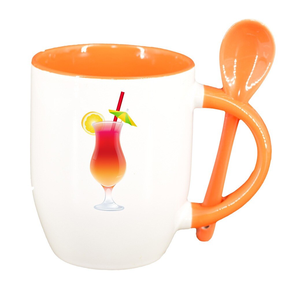 Cana Cocktail cu lingurita, interior portocaliu, 330ml, D414