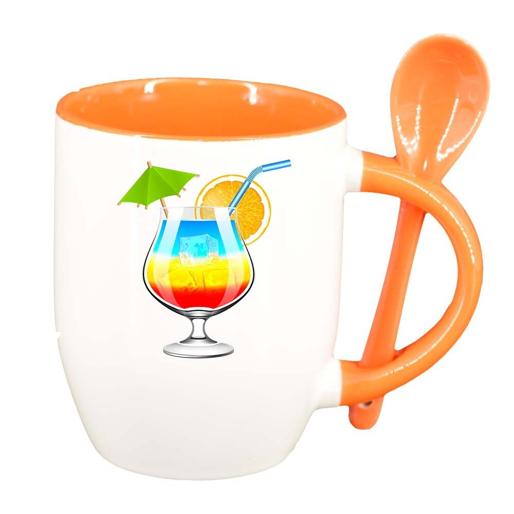 Cana Cocktail cu lingurita, interior portocaliu, 330ml, D413