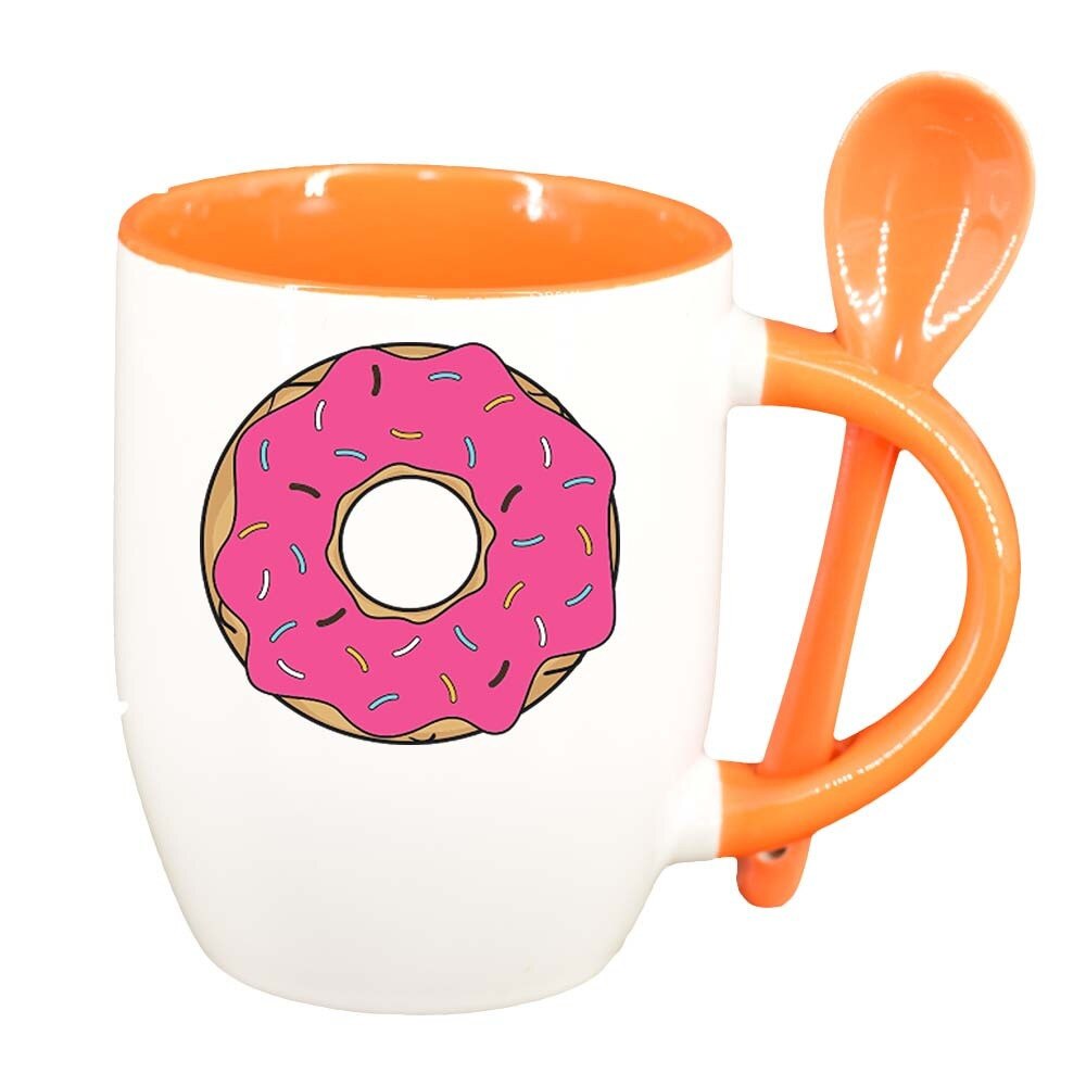 Cana Doughnut cu lingurita, interior portocaliu, 330ml, D415