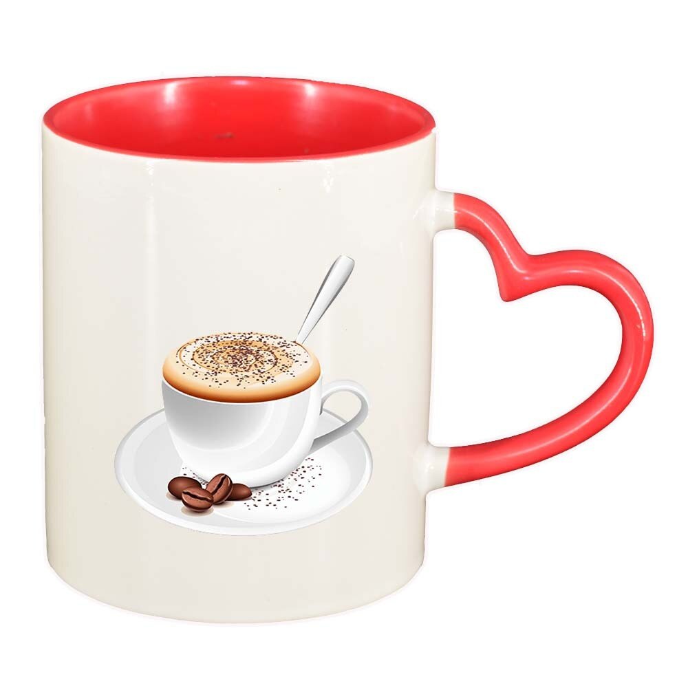 Cana Coffee, interior rosu, maner inima, 330ml, D411