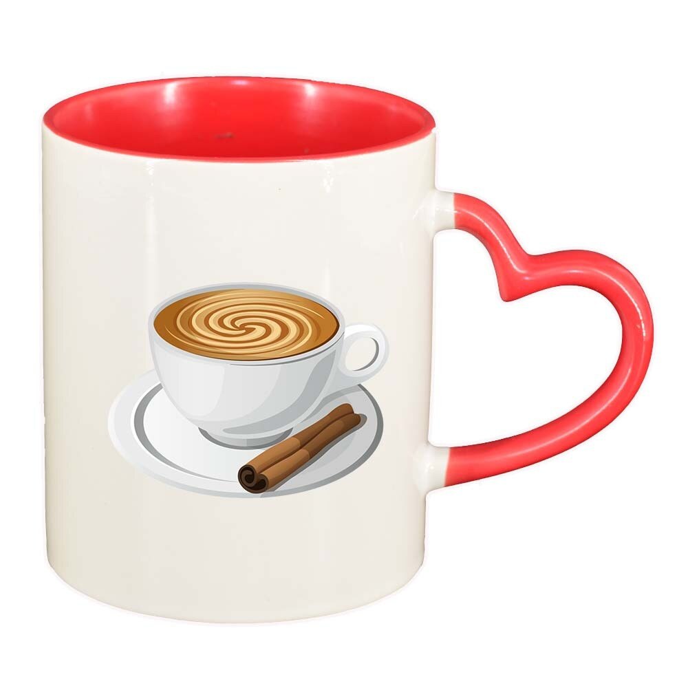 Cana Coffee, interior rosu, maner inima, 330ml, D412