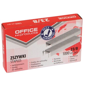 Capse zincate OFFICE Products 23/8, pentru 40 coli, 1000 buc/cutie Capse zincate OFFICE Products 23/8, pentru 40 coli, 1000 buc/cutie