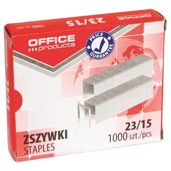 Capse zincate OFFICE Products 23/15, pentru 120 coli, 1000 buc/cutie Capse zincate OFFICE Products 23/15, pentru 120 coli, 1000 buc/cutie