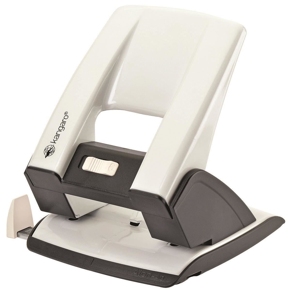 Perforator Kangaro Aion-40 din metal, 40 coli, alb metalizat