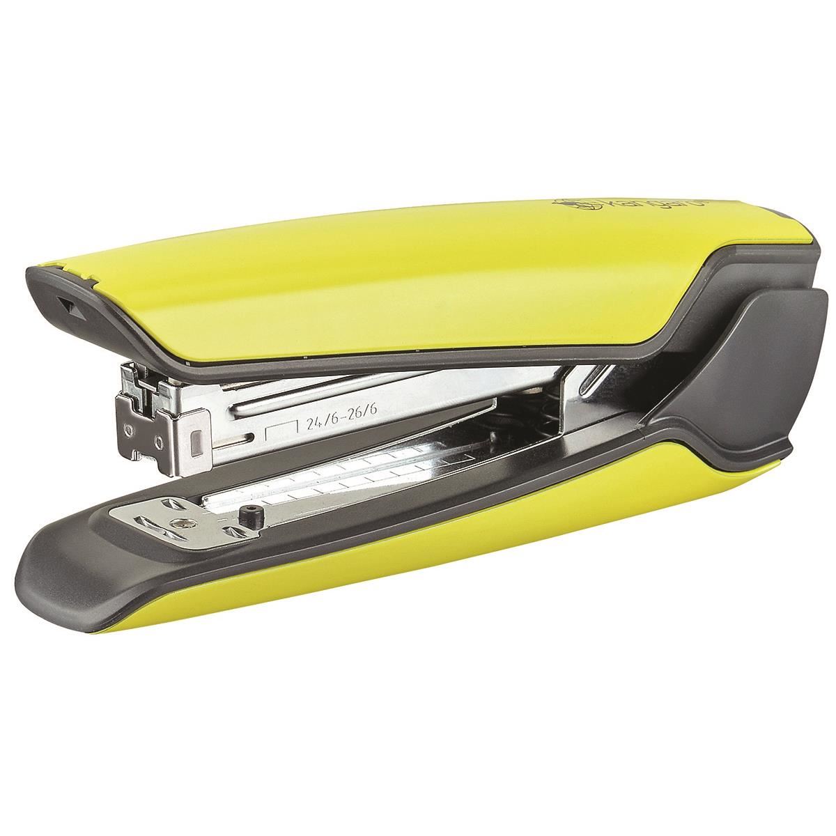 Capsator Kangaro Nowa-335S/S din metal, capse 24/6, 26/6, 30 coli, galben lemon, blister