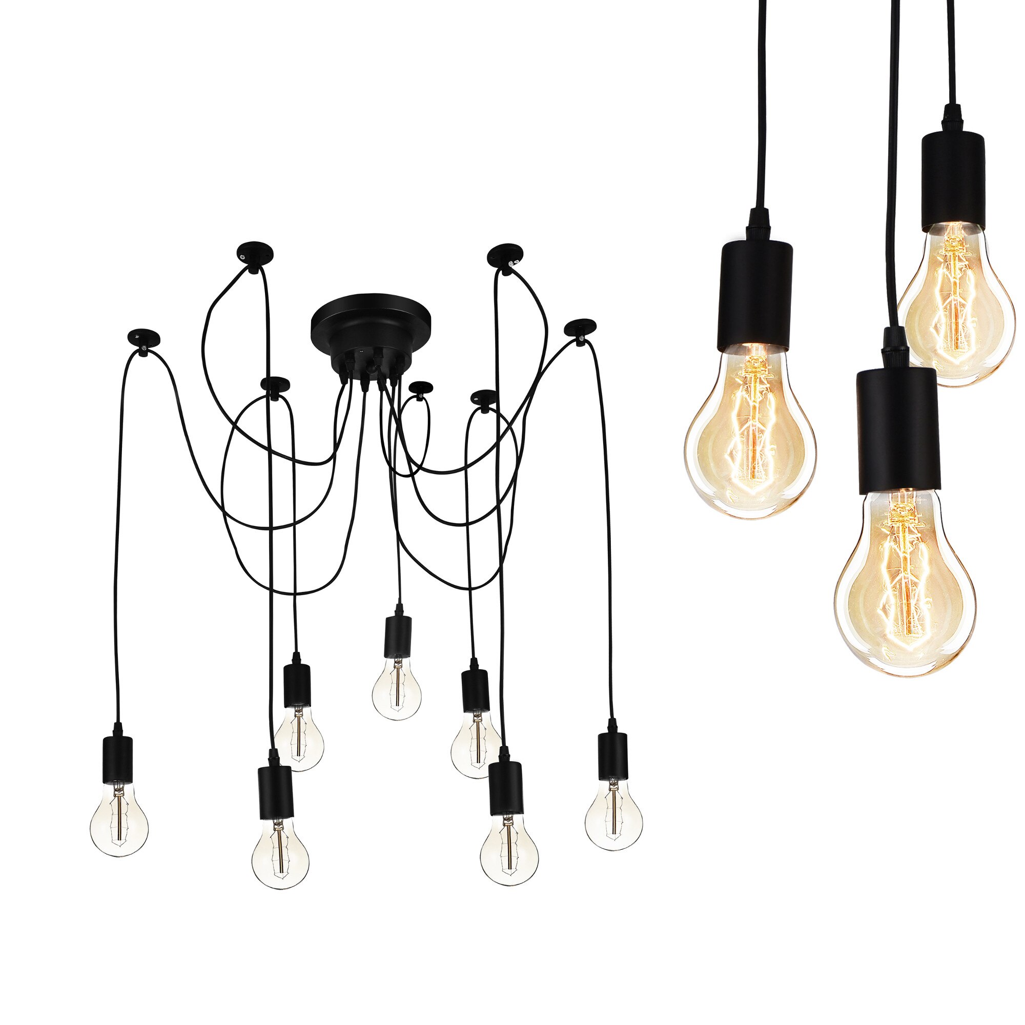 Lampa suspendata Adele, lux.pro, 7 x E27, max. 60W, metal, negru