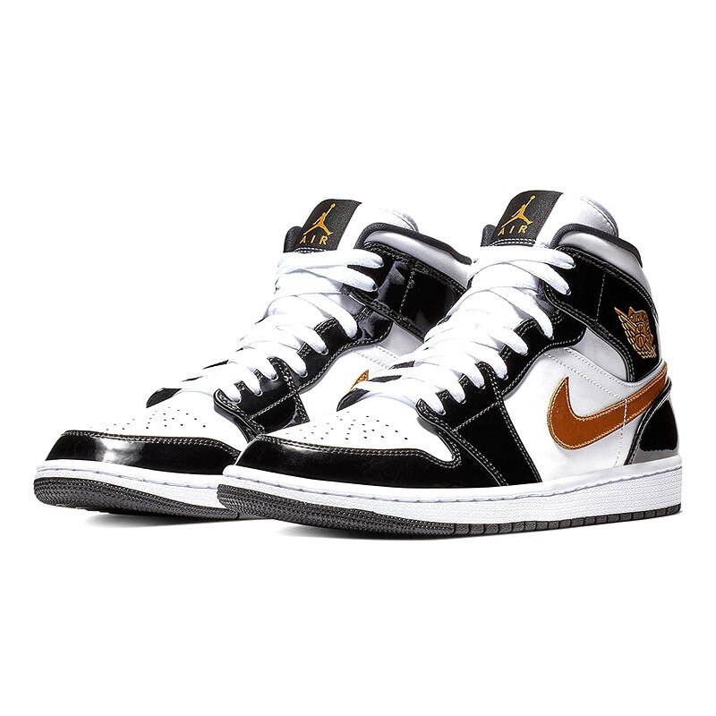 jordan 1 black and gold white