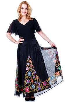 Rochie neagra tull pictat Liza Panait R1951E Rochie neagra tull pictat Liza Panait R1951E