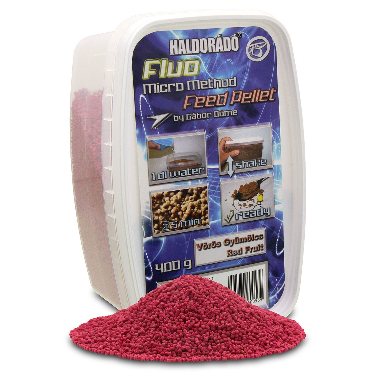 Pelete,Haldorado,Fluo Micro Method Feed Pellet - Red Fruit 400 g