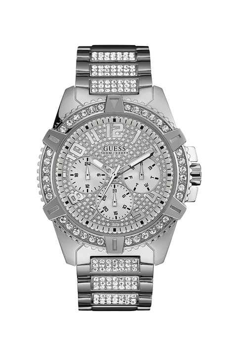 Guess, Analóg karóra kristályokkal díszítve W0799G1, Ezüstszín, Ezüstszín