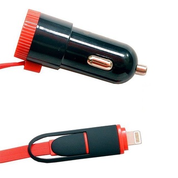 Fast Charger Incarcator Auto 2 in 1, MicroUSB, Lightning si USB - 2,4A Fast Charger Incarcator Auto 2 in 1, MicroUSB, Lightning si USB - 2,4A