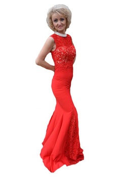 Rochie de seara lunga,cu insertii de dantela, D&J Exclusive, Rosu Rochie de seara lunga,cu insertii de dantela, D&J Exclusive, Rosu