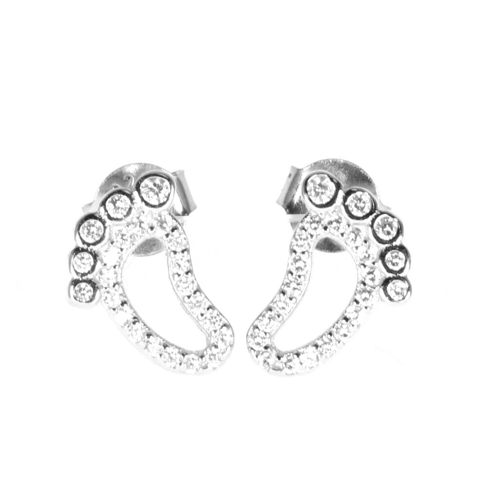 Cercei IJOO, din argint 925 placat cu micro-cristale Cubic Zirconia - Baby Feet