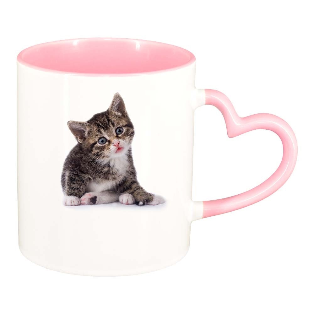 Cana Cat, interior roz, maner inima, 330ml, D425