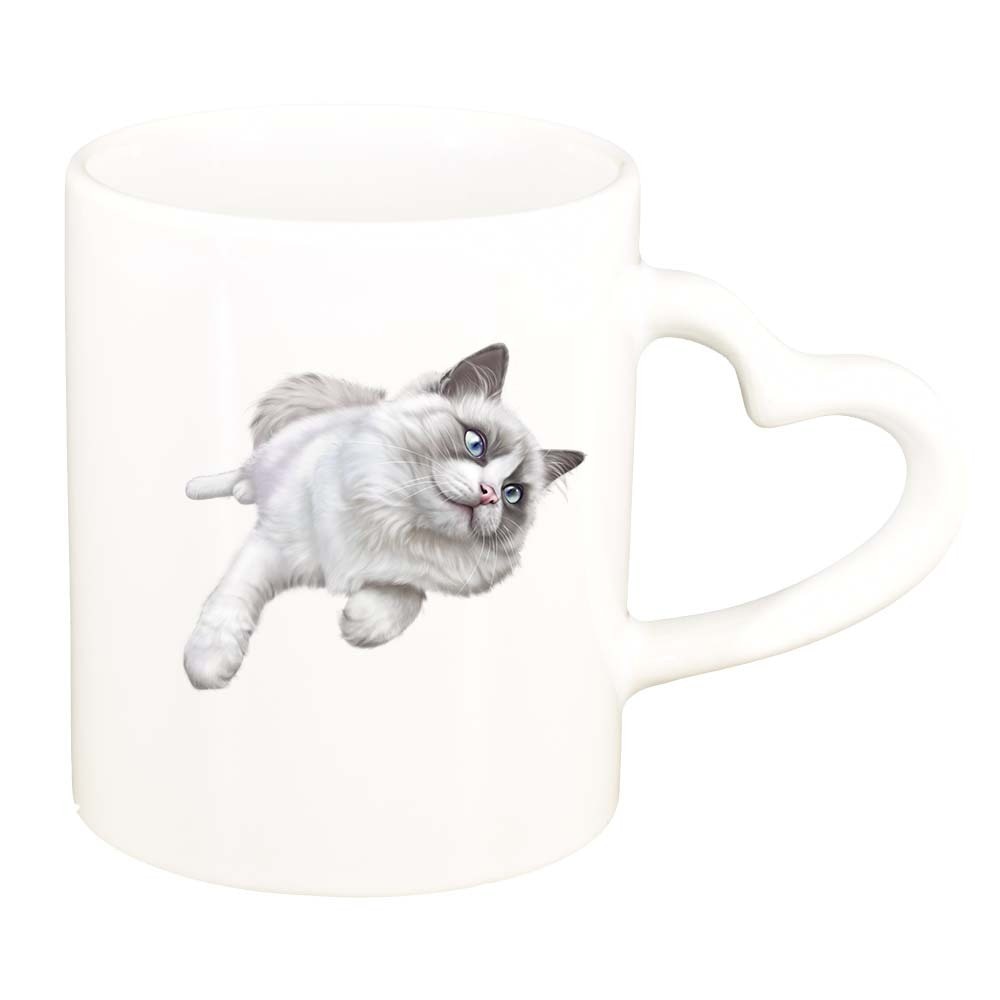 Cana Cat, alb, maner inima, 330ml, D422