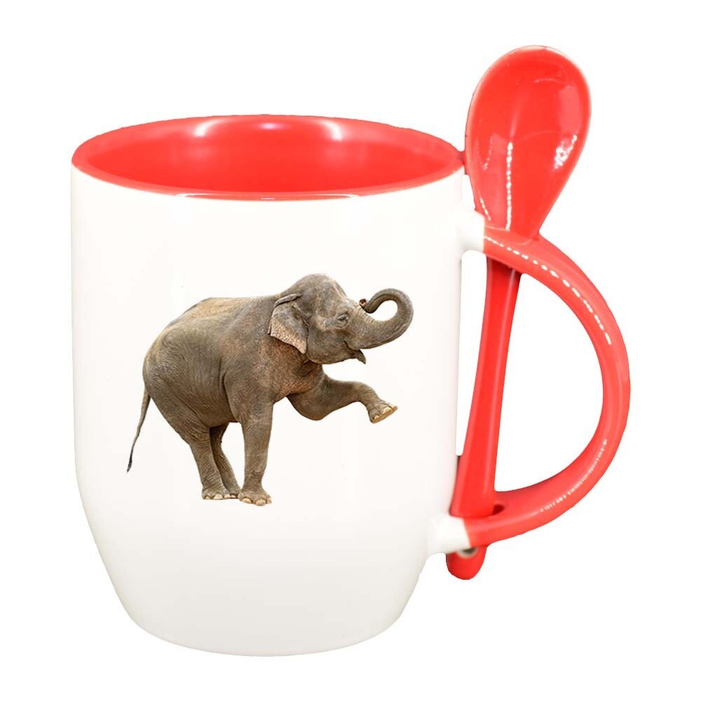 Cana Elephant cu lingurita, interior rosu, 330ml, D421