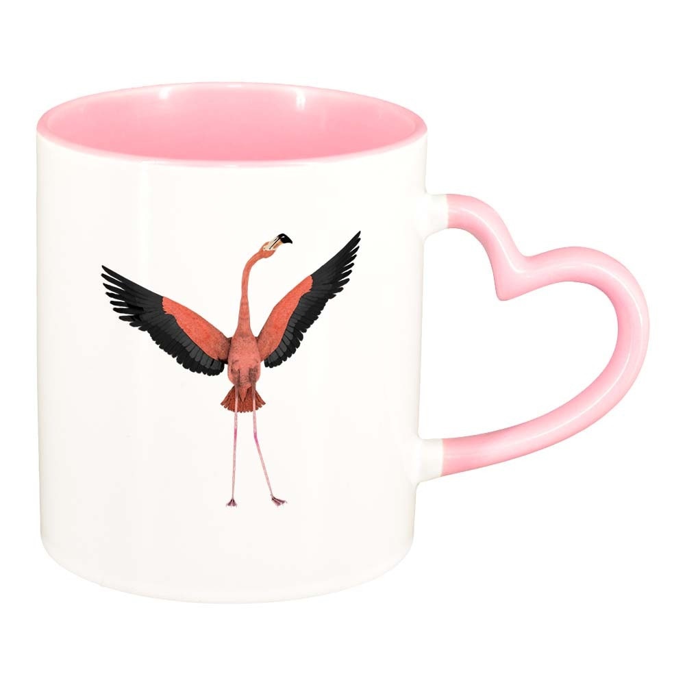Cana Pelican, interior roz, maner inima, 330ml, D420