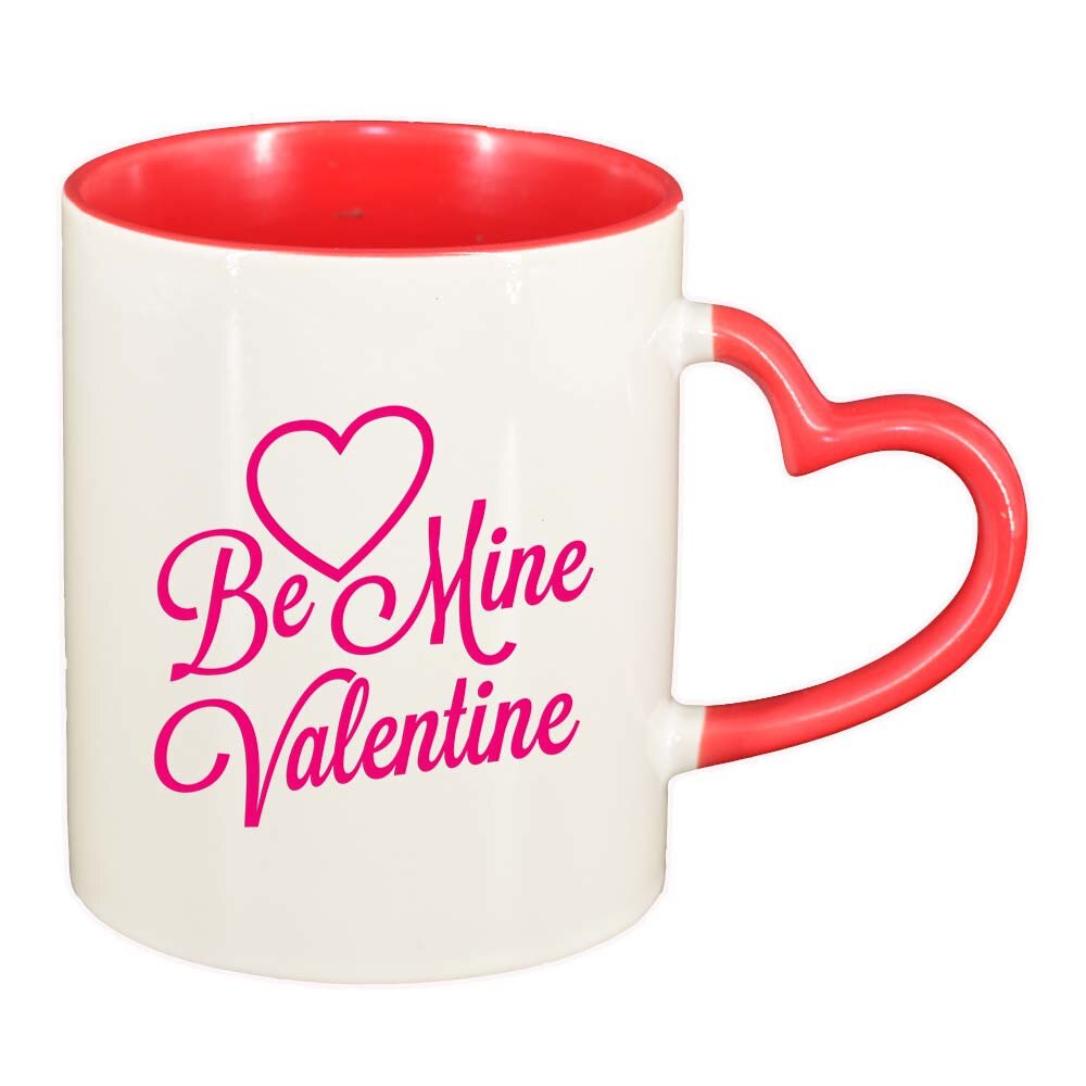 Cana Love, interior rosu, maner inima, 330ml, D402