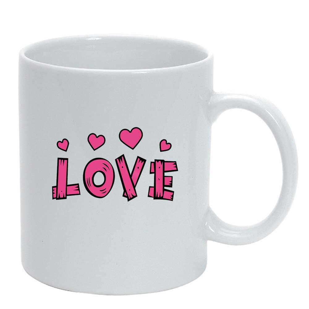 Cana Love, alb, maner inima, 330ml, D339