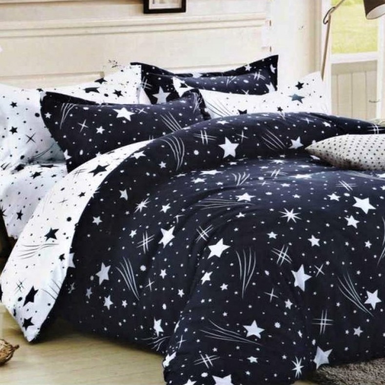 Lenjerie de pat de lux cu 2 fete din bumbac gros 2 persoane, 6 piese, albastru Katia830