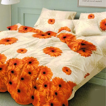 Lenjerie de pat bumbac finet, 2 persoane, 6 piese, orange Katia120 Lenjerie de pat bumbac finet, 2 persoane, 6 piese, orange Katia120