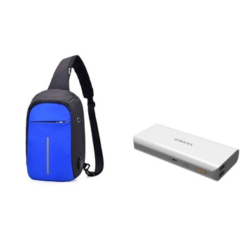 Baterie externa Romoss Solo 5 10000 mAh alb+mini-Rucsac antifurt albastru cu port USB extern incarcare telefon Baterie externa Romoss Solo 5 10000 mAh alb+mini-Rucsac antifurt albastru cu port USB extern incarcare telefon